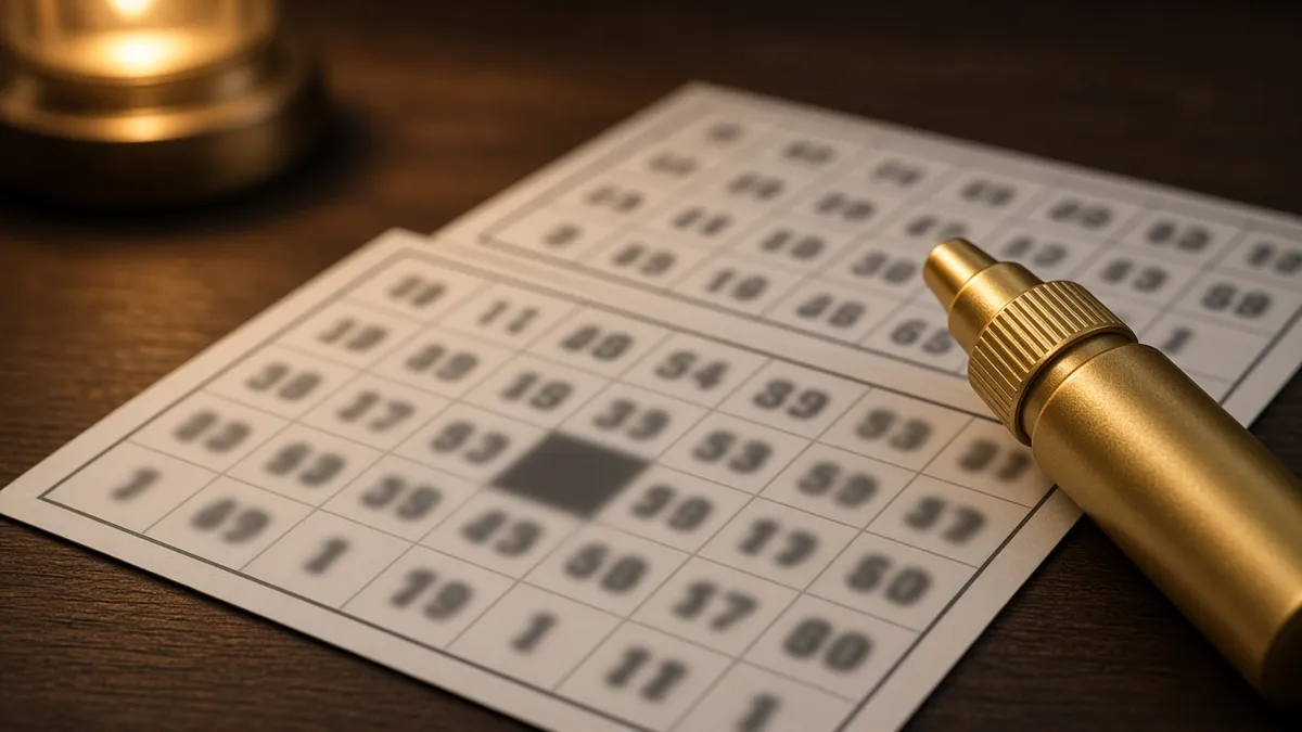 Gold bingo card marks on a dark background