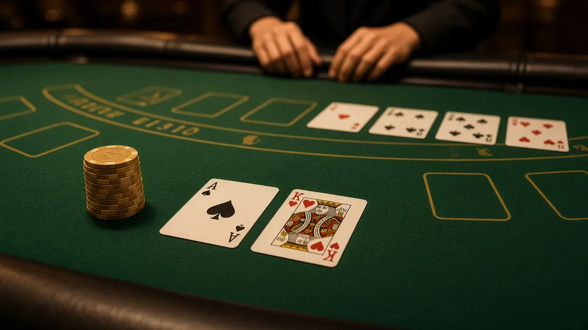 Warm gold light suggesting a live dealer table